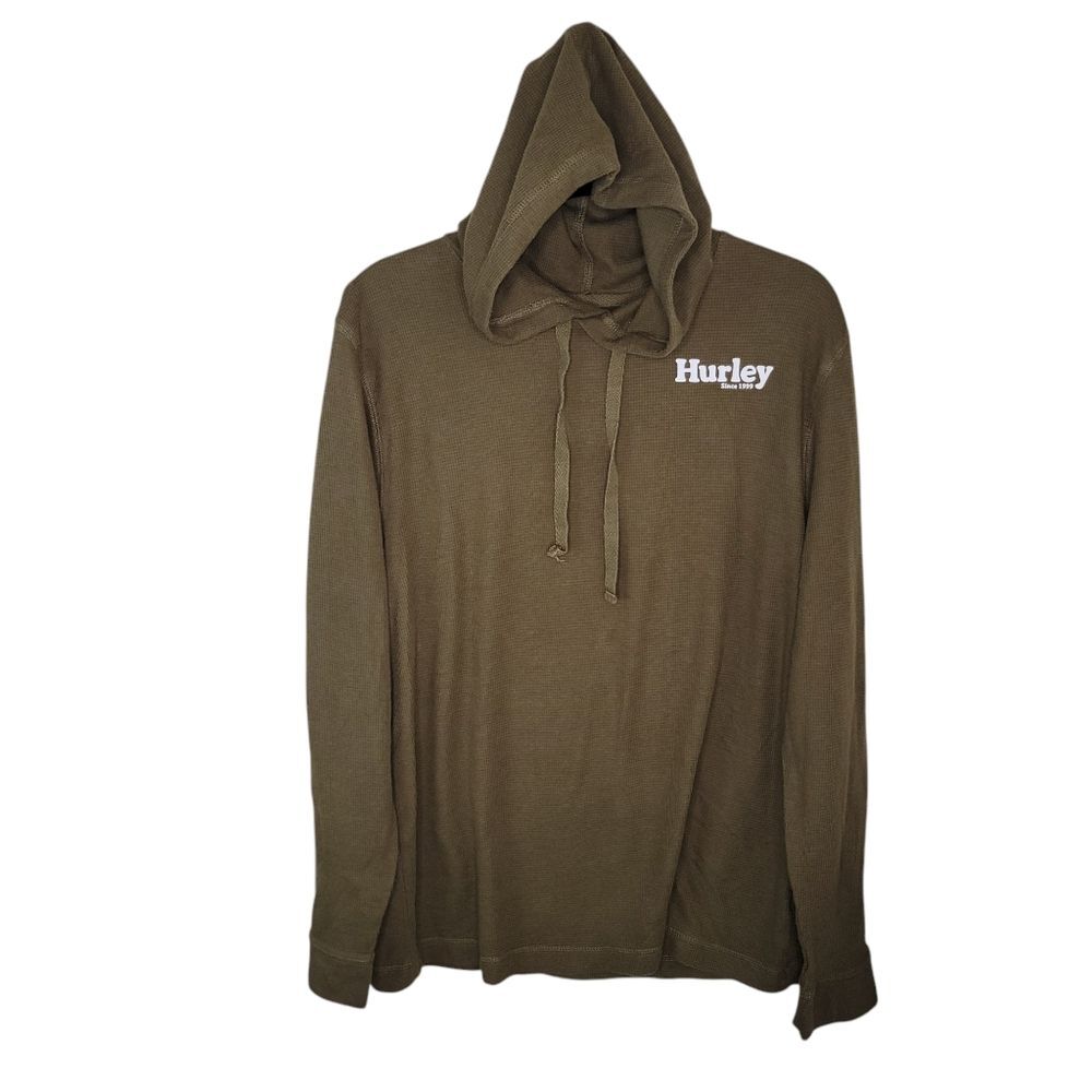 Hurley Men's Waffle Knit Hooded Pullover Shirt Top Size XL